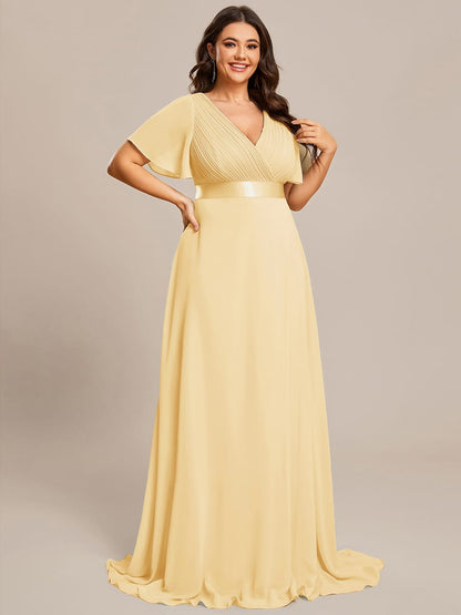 MONICA | Vestido largo de dama de honor con cintura imperio y mangas cortas fluidas