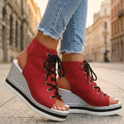 Sandra | Botines de Cuña Abiertos. Diseño Sofisticado para un Confort Inigualable