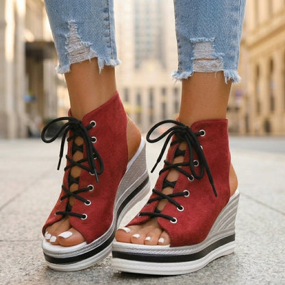 Sandra | Botines de Cuña Abiertos. Diseño Sofisticado para un Confort Inigualable