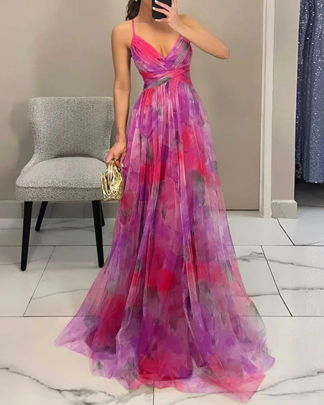 Giselle | Vestido maxi encantador con estampado floral