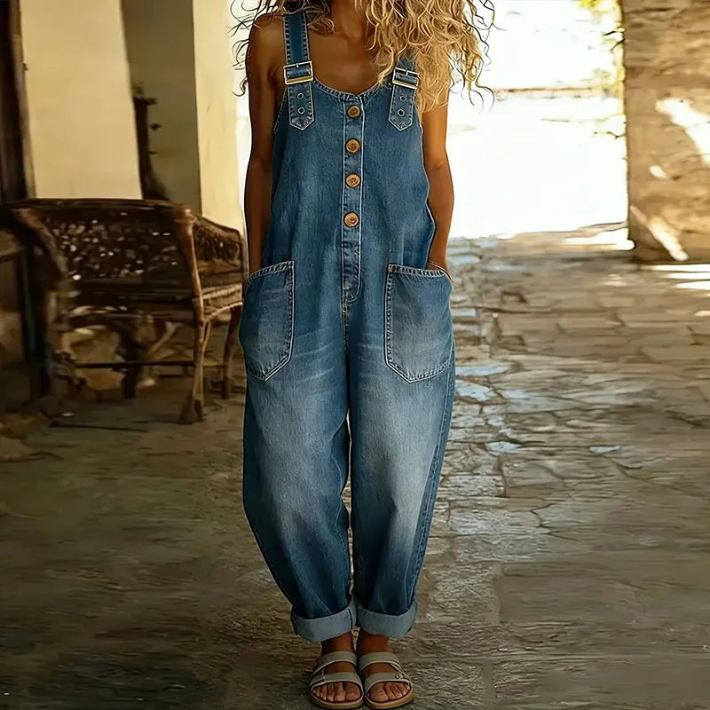 Marta | Peto vaquero vintage suave con tirantes ajustables
