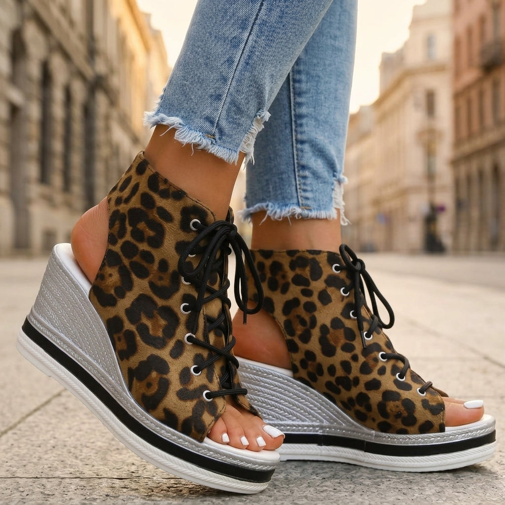 Sandra | Botines de Cuña Abiertos. Diseño Sofisticado para un Confort Inigualable
