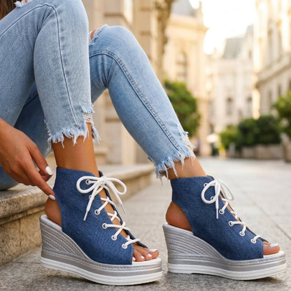 Sandra | Botines de Cuña Abiertos. Diseño Sofisticado para un Confort Inigualable