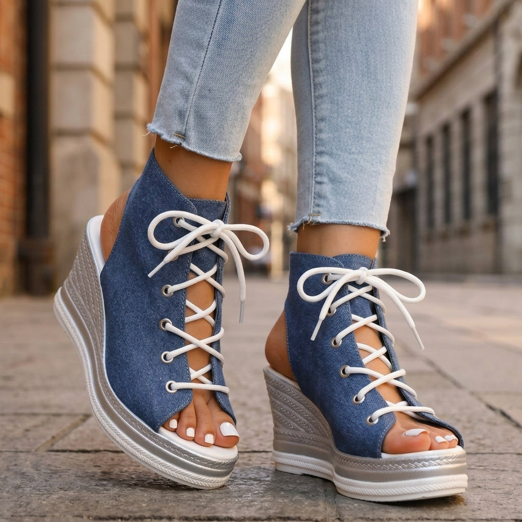 Sandra | Botines de Cuña Abiertos. Diseño Sofisticado para un Confort Inigualable