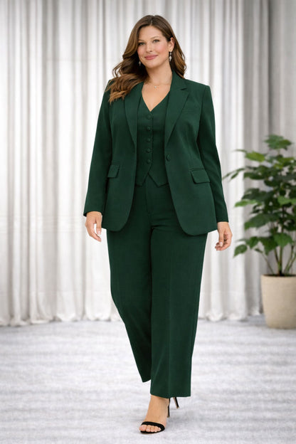 Traje curvy de mujer de 3 piezas con chaqueta, chaleco y pantalón en 6 colores