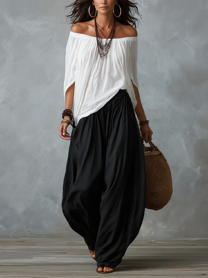 Isabel | Conjunto bohemio fluido con pantalón farol