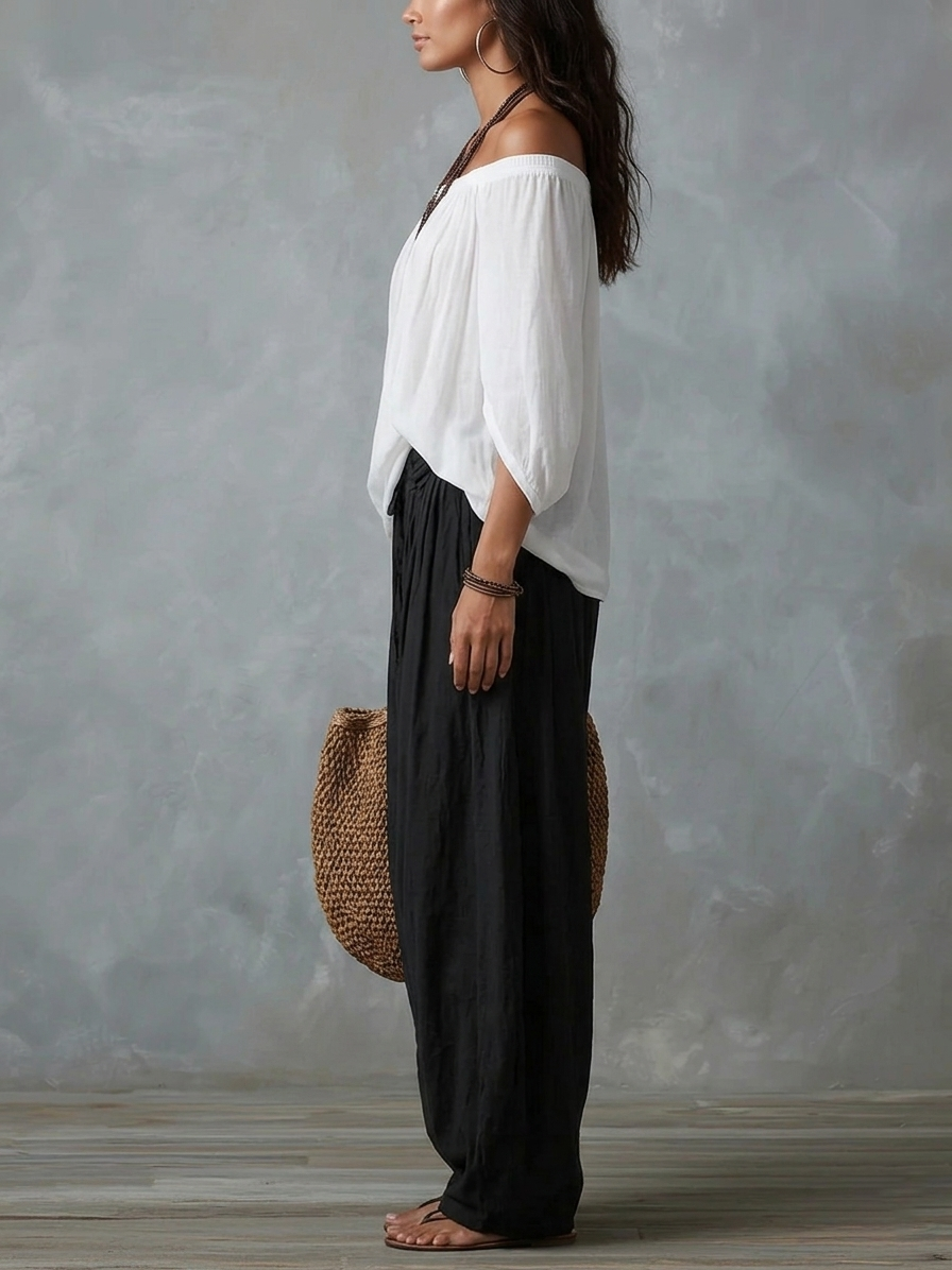 Isabel | Conjunto bohemio fluido con pantalón farol