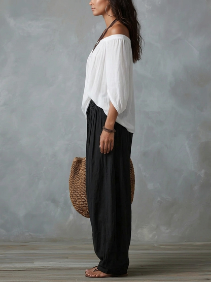 Isabel | Conjunto bohemio fluido con pantalón farol
