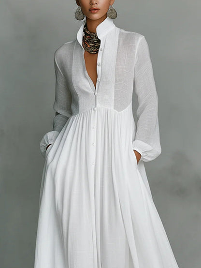 Léonie™ | Vestido Maxi Minimalista con Cuello Alto