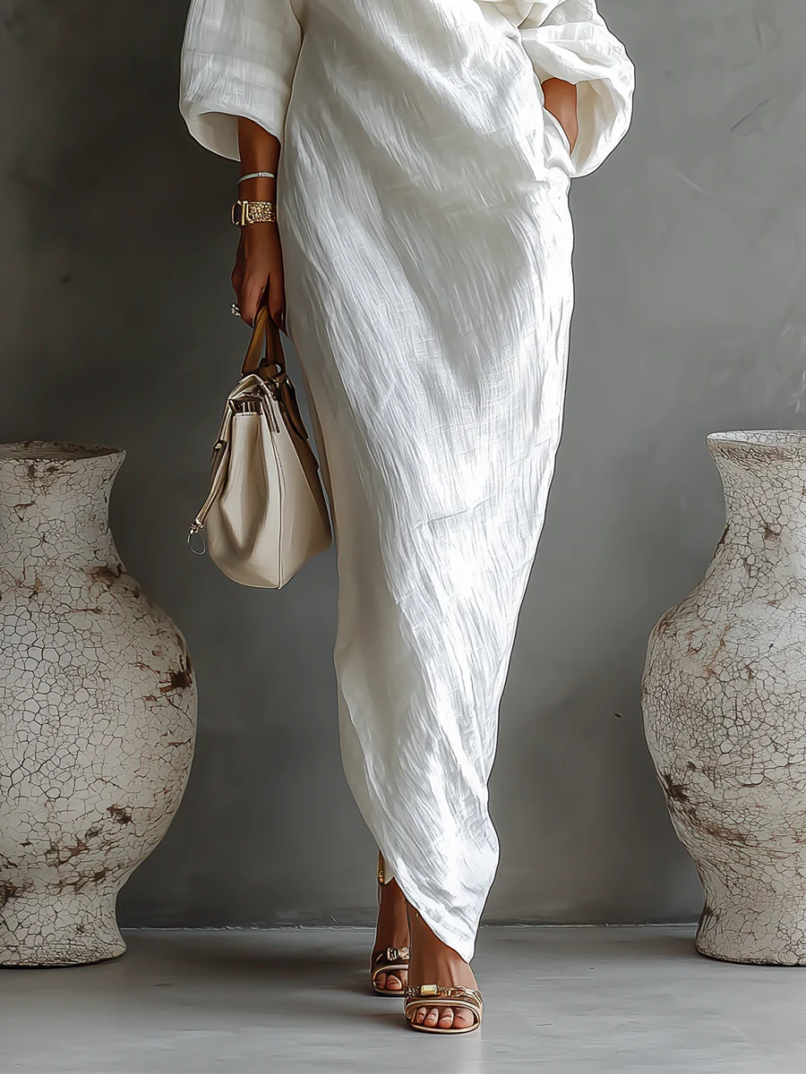 Elise™ | Vestido maxi blanco de un hombro