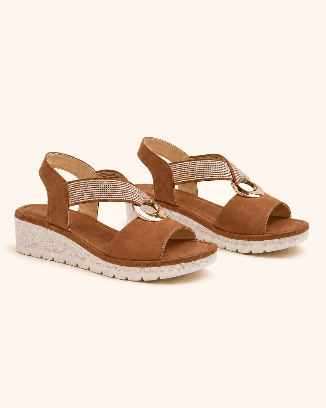 Amelia™ — Sandalias cómodas con suela ortopédica y detalle dorado
