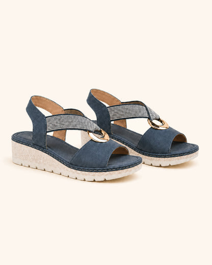 Amelia™ — Sandalias cómodas con suela ortopédica y detalle dorado