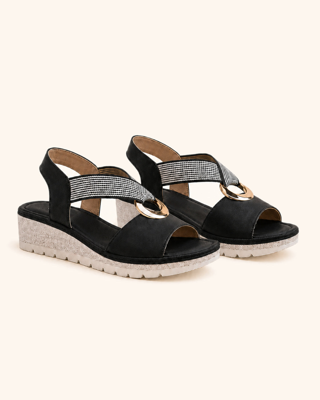 Amelia™ — Sandalias cómodas con suela ortopédica y detalle dorado