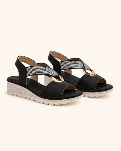 Amelia™ — Sandalias cómodas con suela ortopédica y detalle dorado