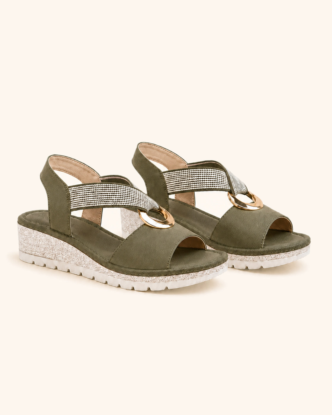 Amelia™ — Sandalias cómodas con suela ortopédica y detalle dorado