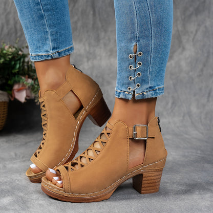 Nessa | Sandalias con Tacón de Rejilla