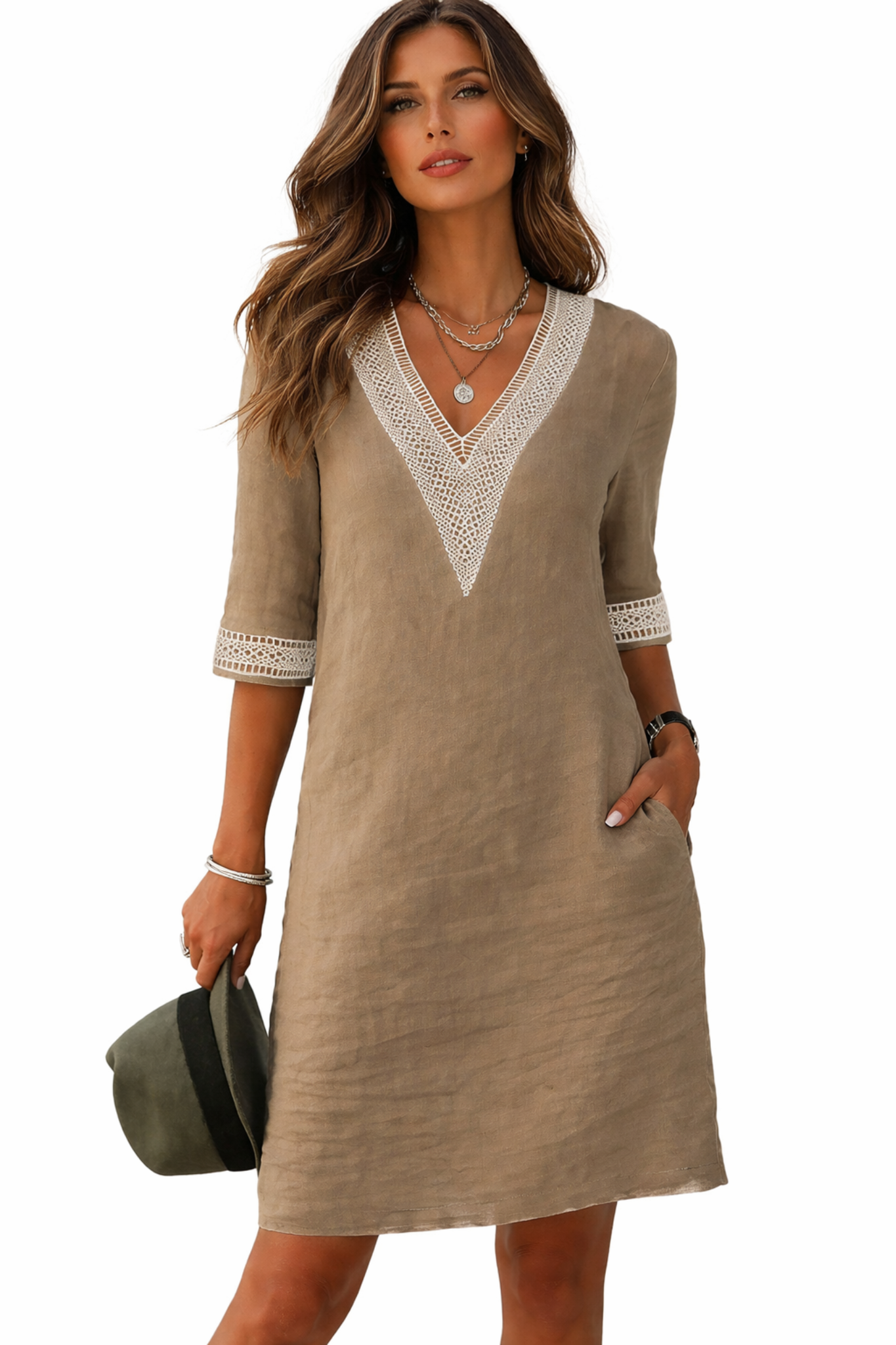 Camila - Vestido Casual de Algodão e Linho
