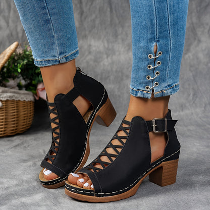 Nessa | Sandalias con Tacón de Rejilla