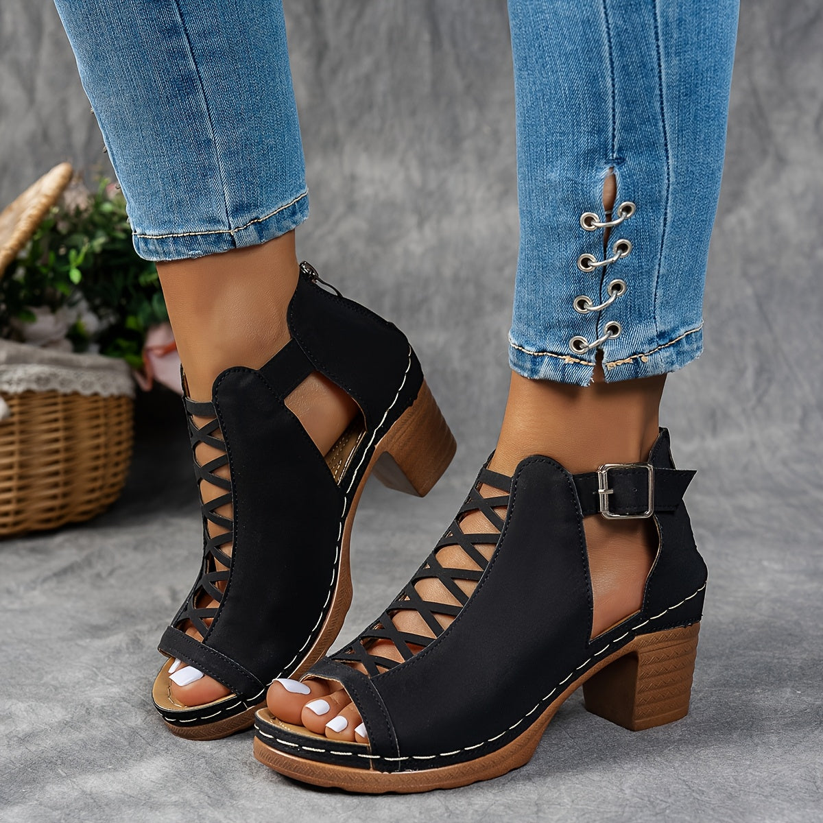 Selin | Sandalias con tacón trenzado