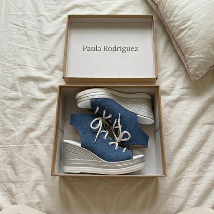 Sandra | Botines de Cuña Abiertos. Diseño Sofisticado para un Confort Inigualable