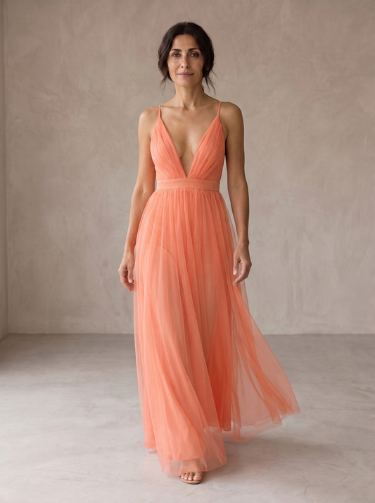 Ginevra | Vestido maxi coral luminoso