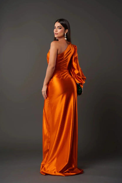 Camila | Vestido satinado de una manga