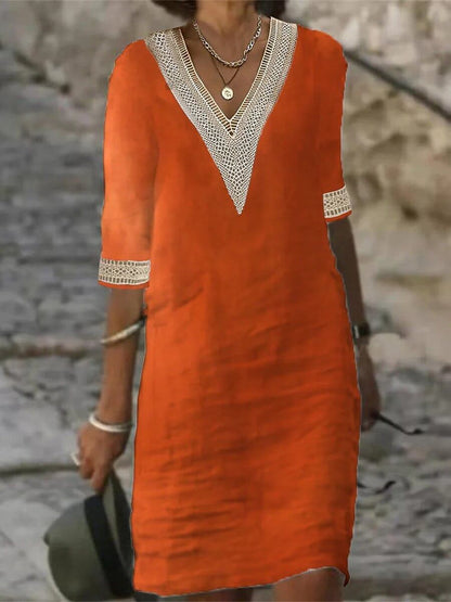 Camila - Vestido Casual de Algodão e Linho