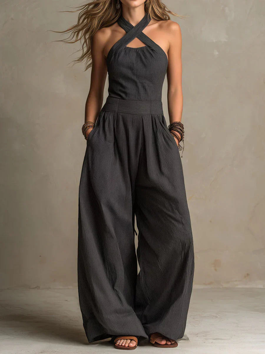 Isabel | Mono largo fluido con escote halter