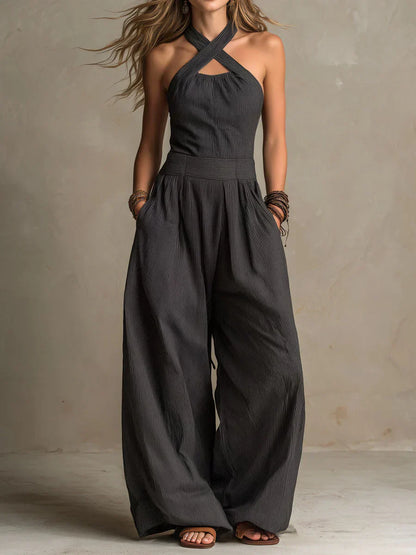 Isabel | Mono largo fluido con escote halter