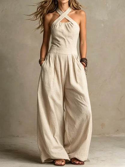 Isabel | Mono largo fluido con escote halter