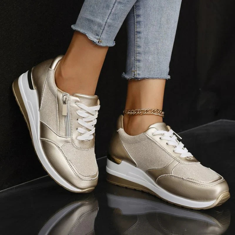 Nuevas zapatillas ortopédicas con cordones y cremallera lateral para mujer