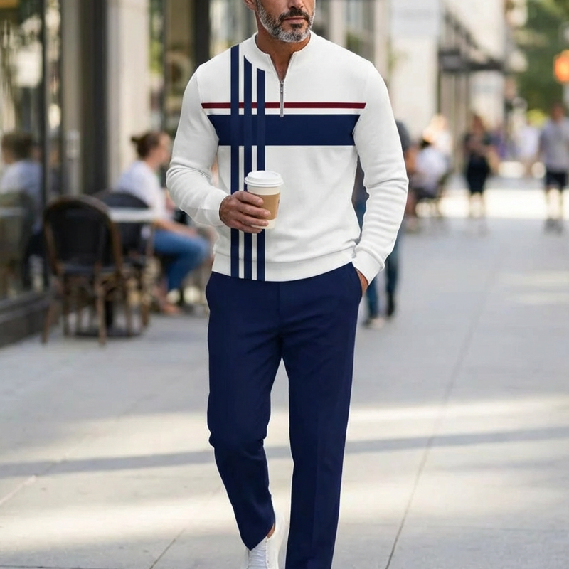 Lucas - Conjunto masculino casual de jersey estampado y pantalón de Valerina Milano