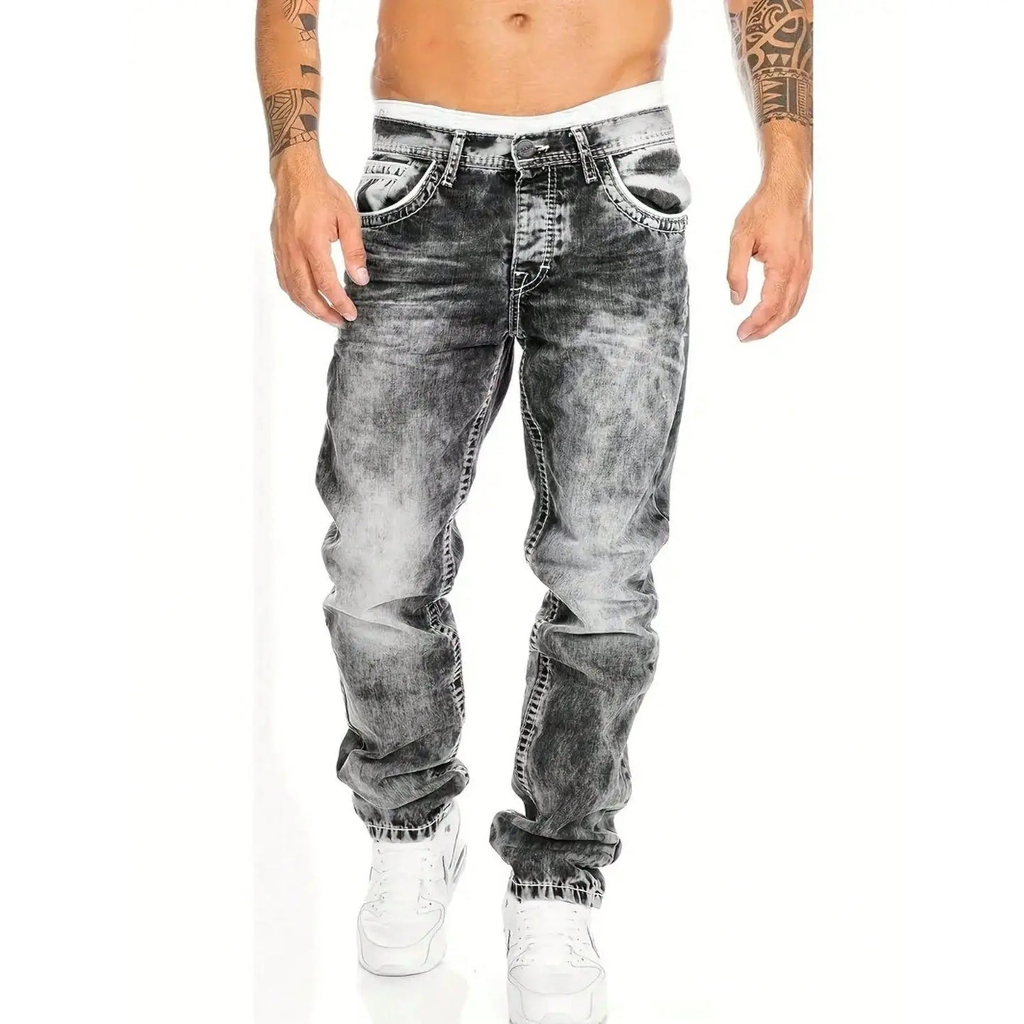 Vaqueros elásticos creativos para hombre, de estilo minimalista, ideales para el verano, estilo emo