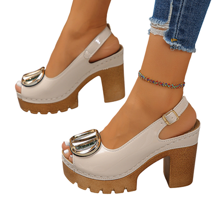 ✨ Elegantes sandalias con punta abierta y tacón con hebillas: con estilo, cómodas y perfectas para cualquier ocasión 🌸