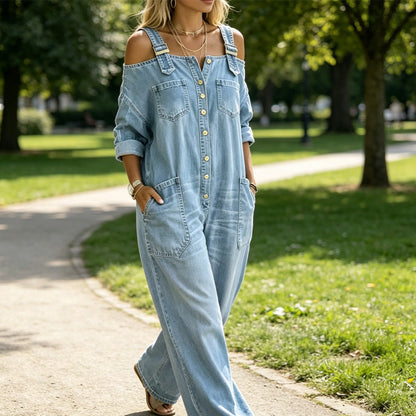 🔥Weit geschnittener Overall mit weitem Bein und Taschen