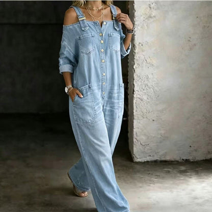 🔥Weit geschnittener Overall mit weitem Bein und Taschen