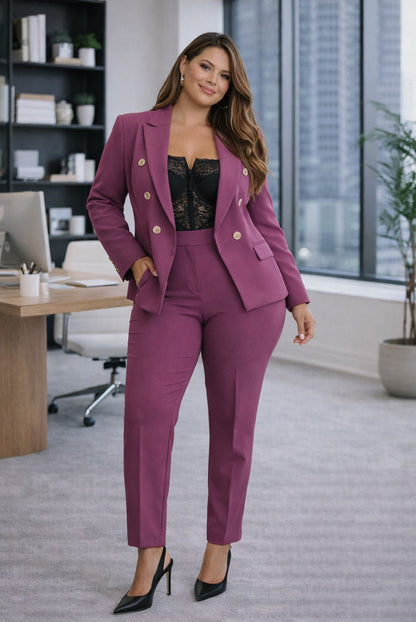 Traje curvy de mujer de 3 piezas con chaqueta, chaleco y pantalón en 6 colores