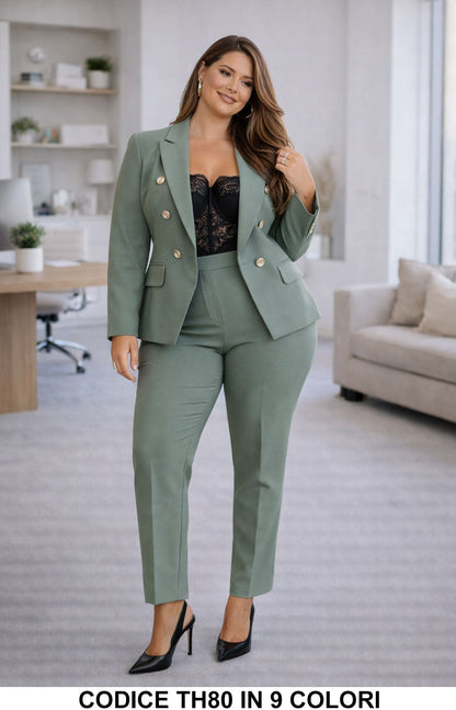 Traje curvy de mujer de 3 piezas con chaqueta, chaleco y pantalón en 6 colores