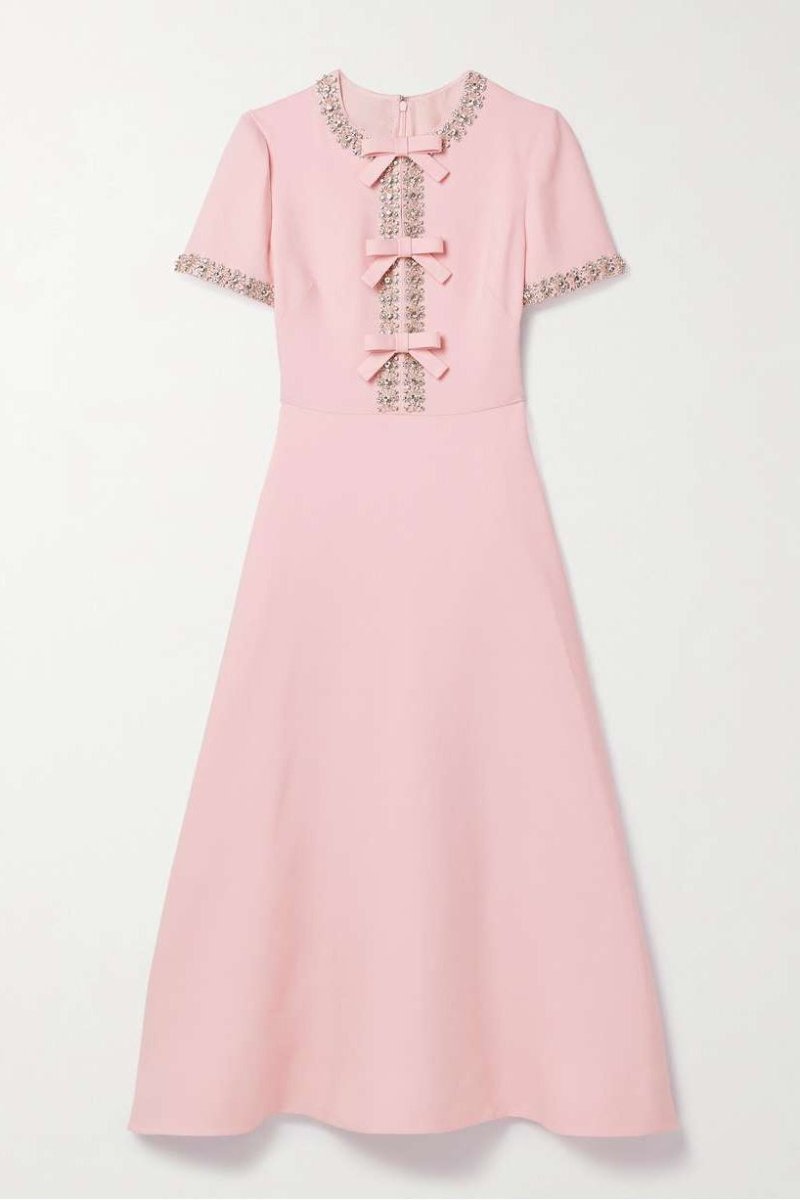 Vestido midi con nudo y detalles de cristal